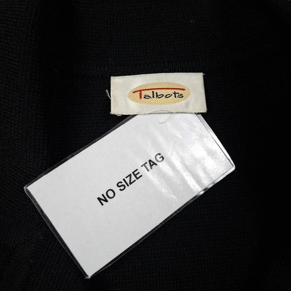 Talbots Women's Cardigan XL 100% Merino Wool Black Classic Preppy Chic Vintage